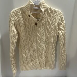 Boys Hope & Henry Large Cable Knit Sweater Ivory Cream 100% Organic Cotton